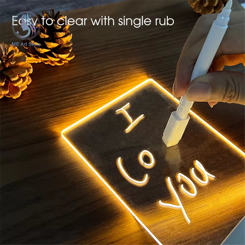 LED Note Board Night Lamp Message Board with Pen USB Plug-In Writable Night Lamp Gift for Children Girlfriend Creative Light