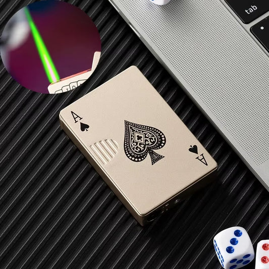 Creative Poker Ace of Spades Lighter Butane Windproof Straight Metal Lighter Men'S Fun Toy Cigarette Lighter