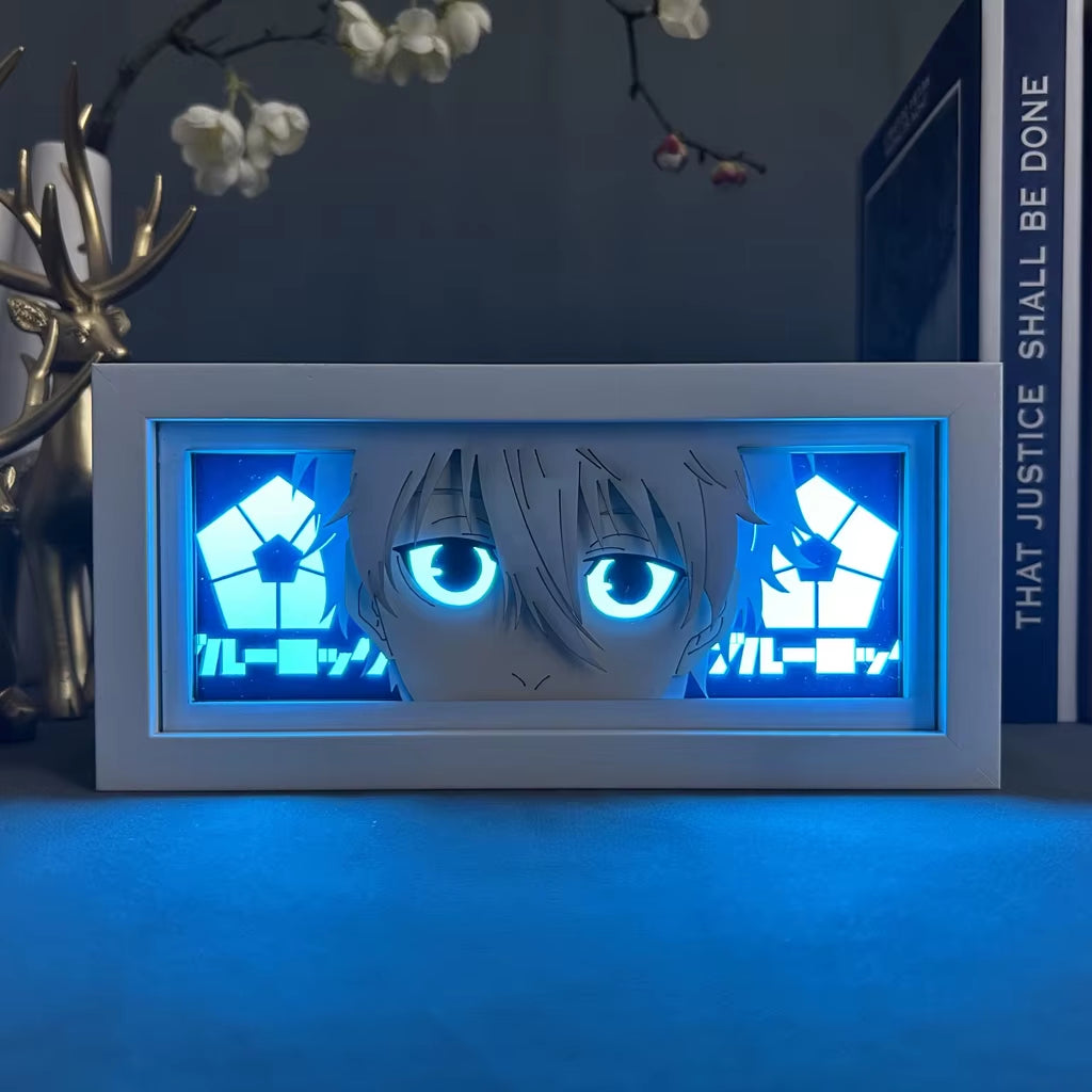 Manga Lightbox Table Desk Lamp Paper Cut Shadow Box Blue Lock Seishiro Nagi for Room Decor Anime Blue Lock Light Box Eyes Face