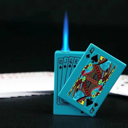 Creative Poker Ace of Spades Lighter Butane Windproof Straight Metal Lighter Men'S Fun Toy Cigarette Lighter